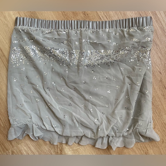 New NWT Express 100% Silk Gray Sequin Beaded Strapless Tube Top large - Picture 1 of 6